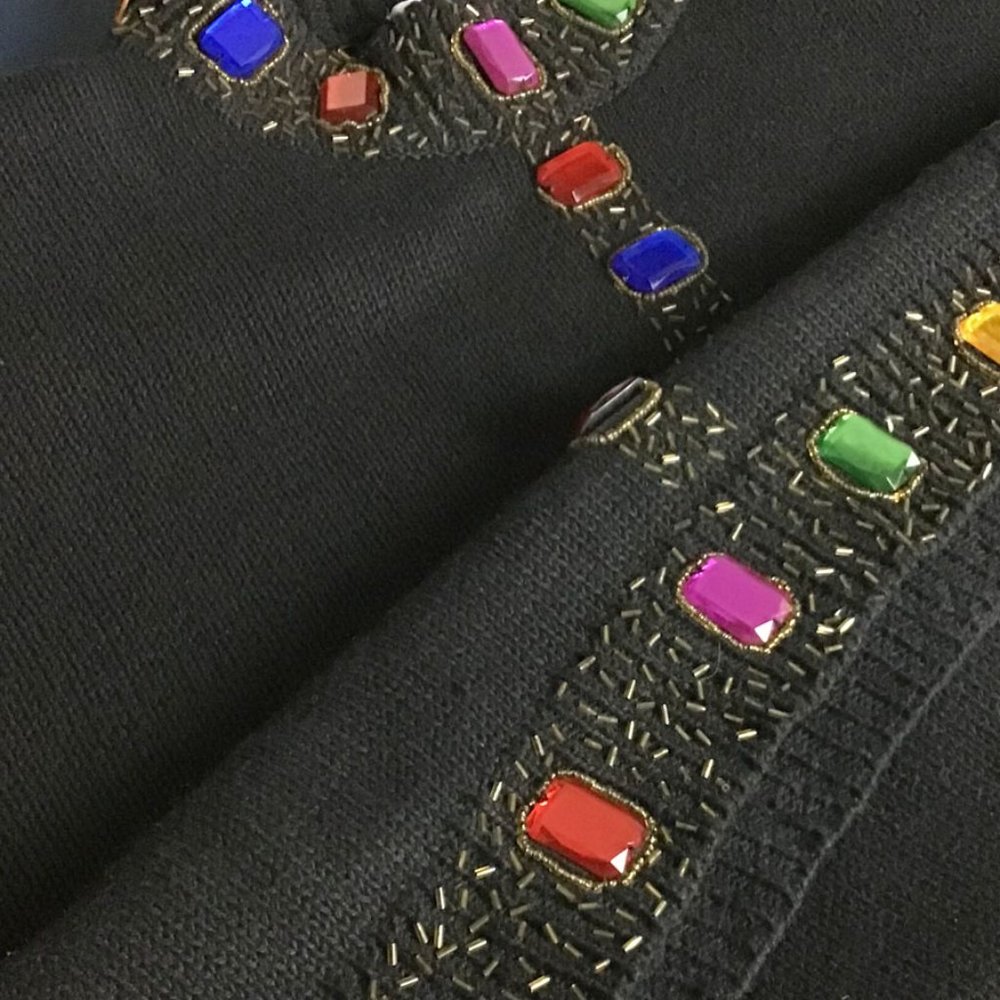 P.A. International Vintage Black Embellished Stones Sweater - Picture 11 of 13
